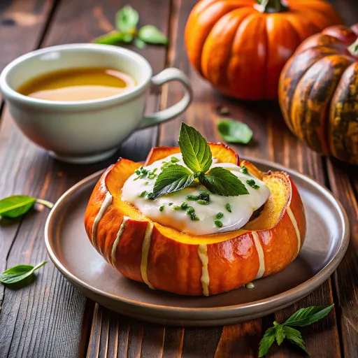 Pieczona Dynia w Sosie z Zielonej Herbaty i Kokosa